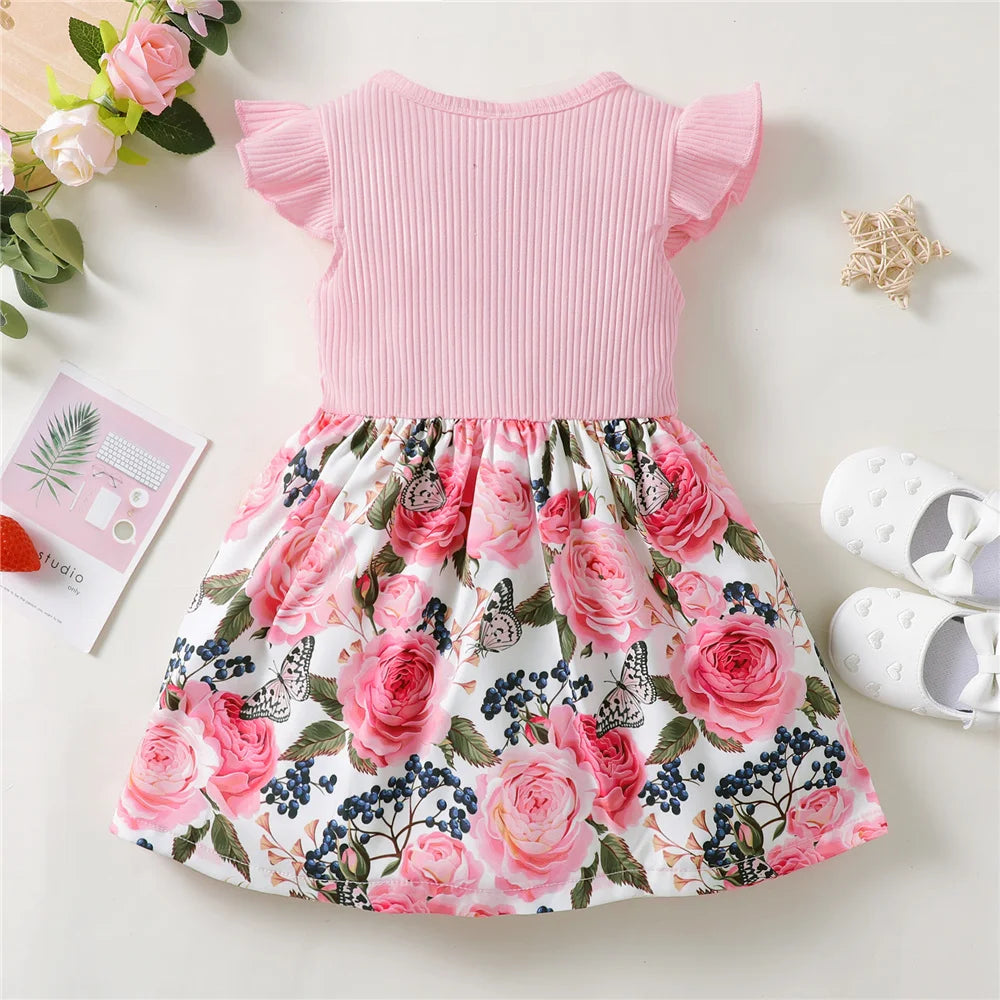 Little Girl Princess Dress, Sleeveless Floral Clothes