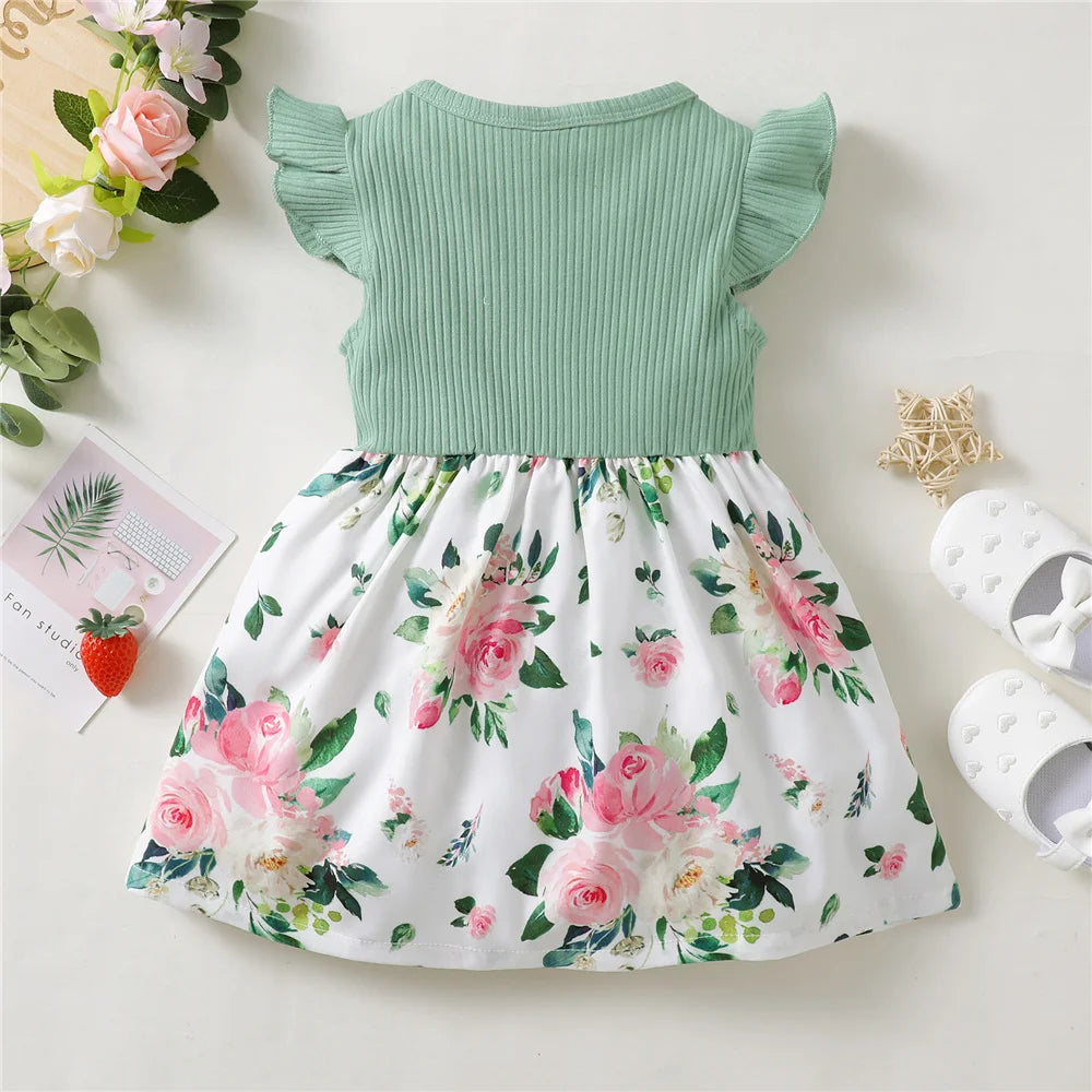 Little Girl Princess Dress, Sleeveless Floral Clothes