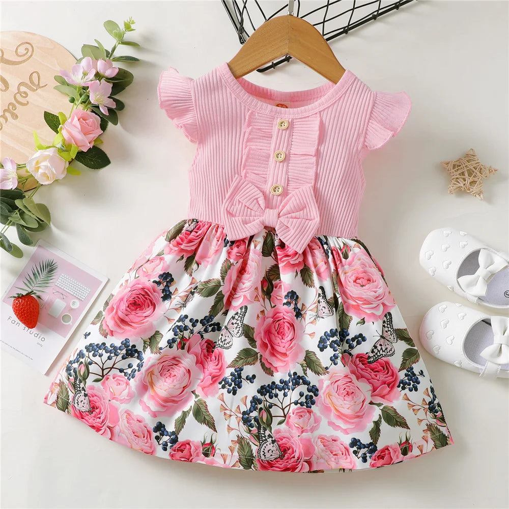 Little Girl Princess Dress, Sleeveless Floral Clothes