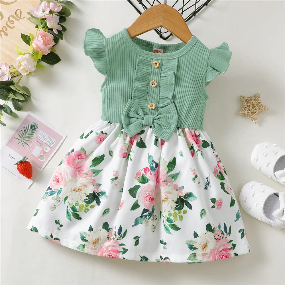 Little Girl Princess Dress, Sleeveless Floral Clothes